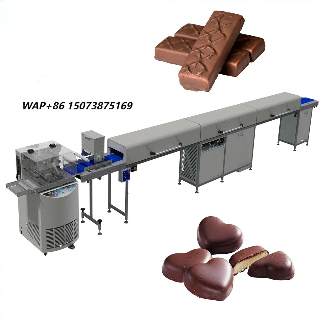 New Automatic Chocolate Enrobing Machine with Cooling Tunnel Chocolate Enrober Machine for Snack Food Factory