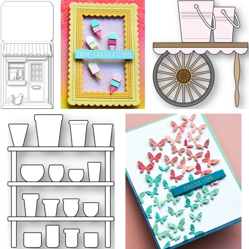 Decorative Triangular Flag Cupcakes Metal Cutting Dies Slimline Essentials Scrap Booking Card Stencil Cut Die for DIY Handmade