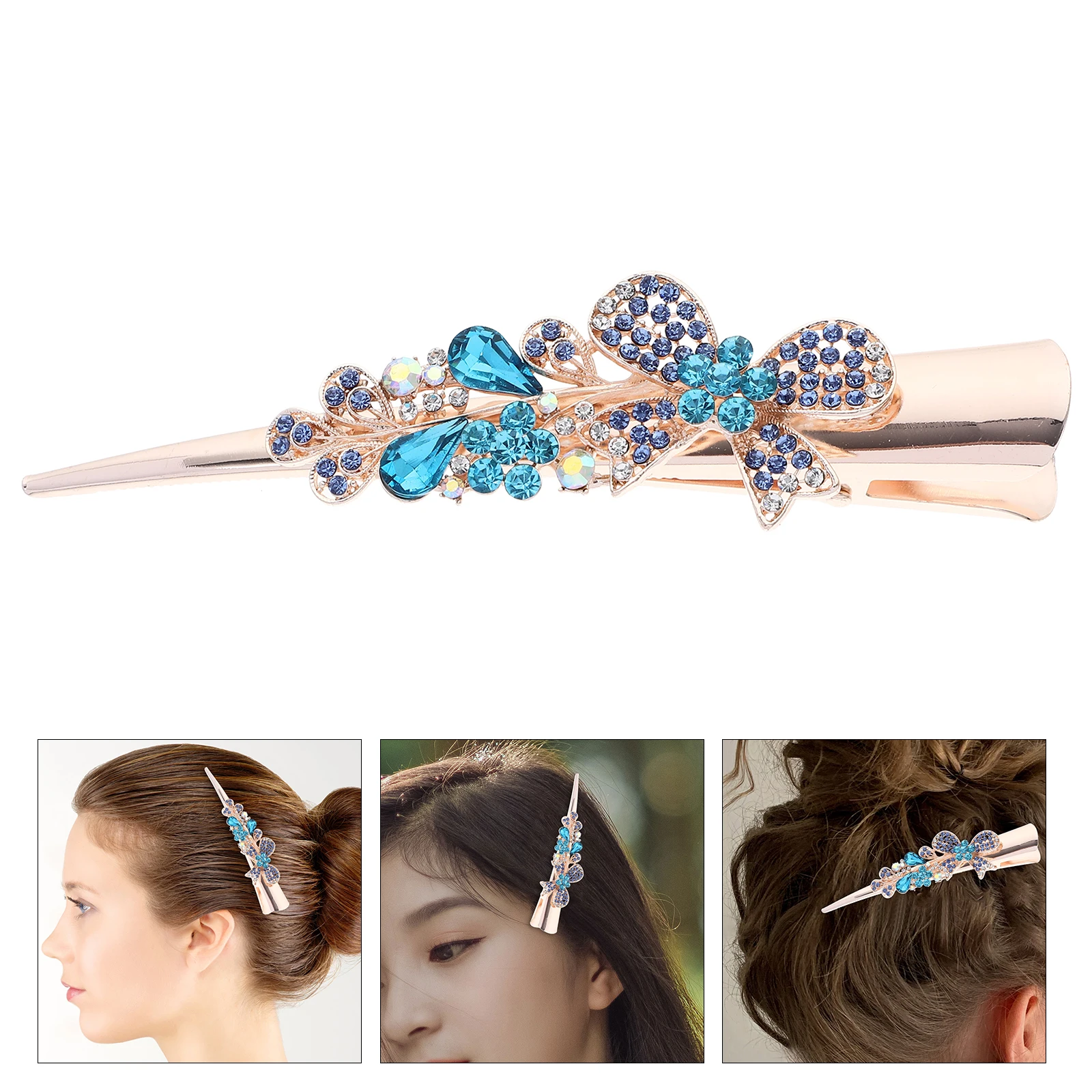 

Horn Clip Hair Accessories Women Large Rhinestone Hairpin Purple Fashion Retro Elegant Barrette Clips For Hair Daily Party