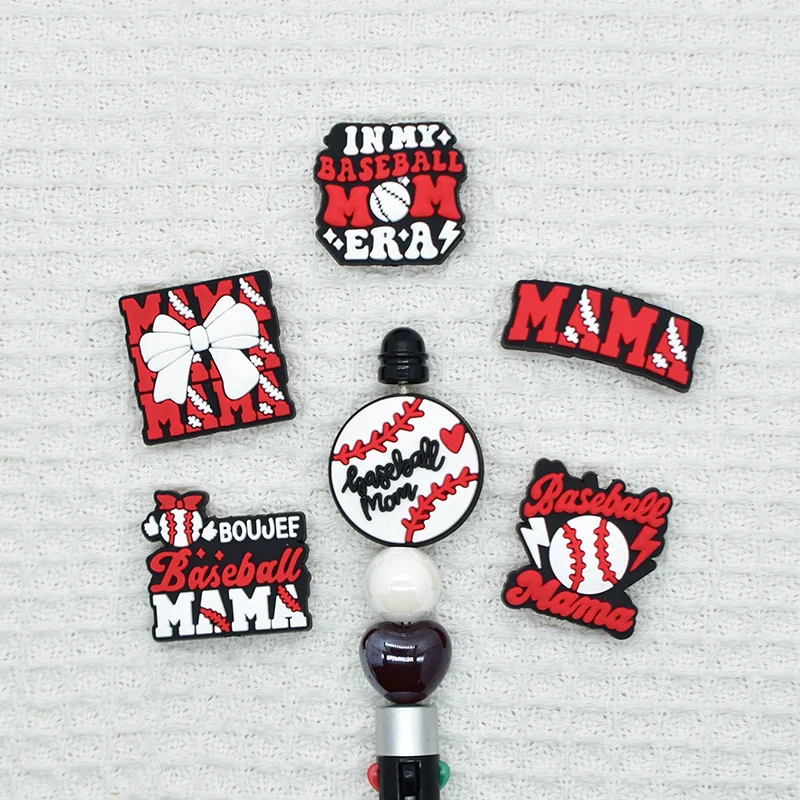10PC DIY Baseball Soft  Beads Jewelry Connectors Phone Charm Keychain String Pen Beads Chain Clip Accessories Focus Beads Gift