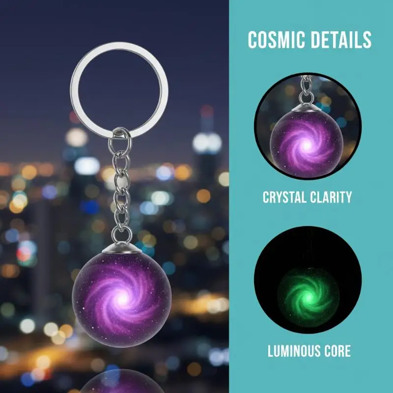 Nine major planet keychains, crystal glowing sun, Jupiter galaxy pendant, circular double-sided Earth keychain