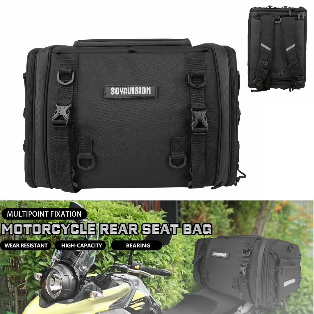 Motorcycle Saddlebag Luggage Suitcase For BMW Benelli Suzuki Yamaha Honda Motorbike Backseat Bag Knapsack 35L-50L Raincoat Parts