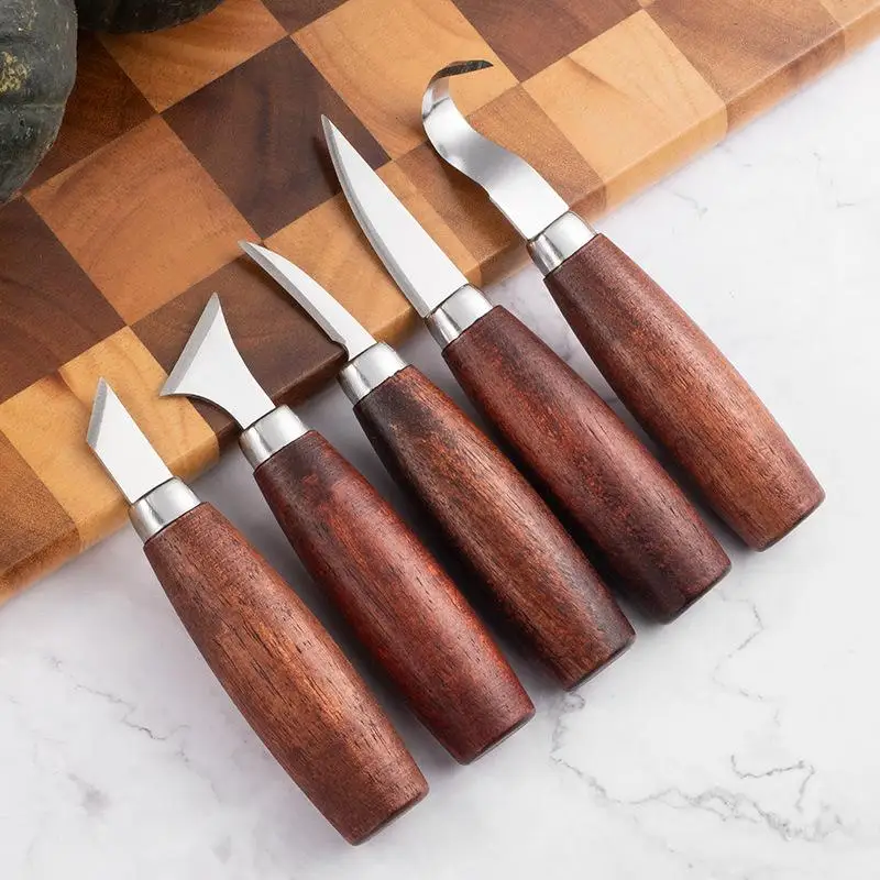 New 5pcs Tools For Wood Carving Chisel Woodworking Cutter Hand Tool Set Wood Carving Knife DIY Peeling Woodcarving view 4