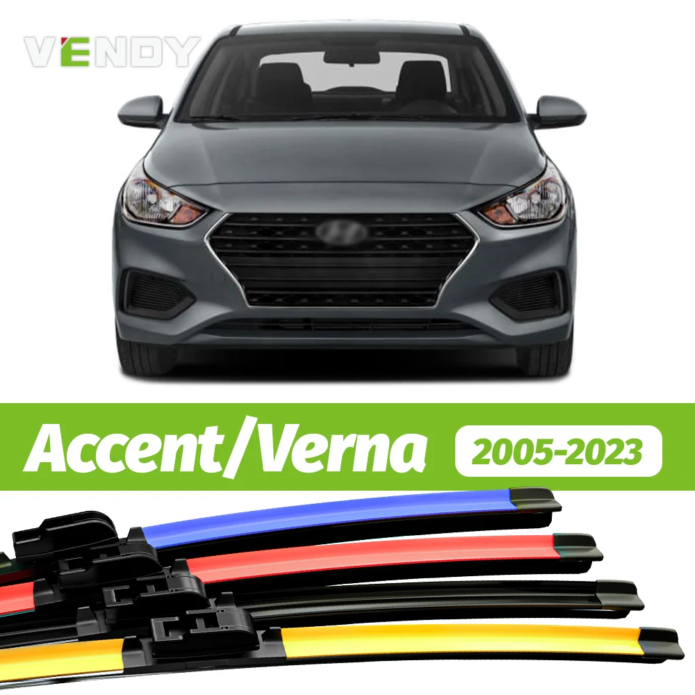 

2 шт., щетки стеклоочистителя переднего стекла, дворники для Hyundai Accent Verna 2005-2023 2015 2016 2017 2018 2019 2020 2021 2022