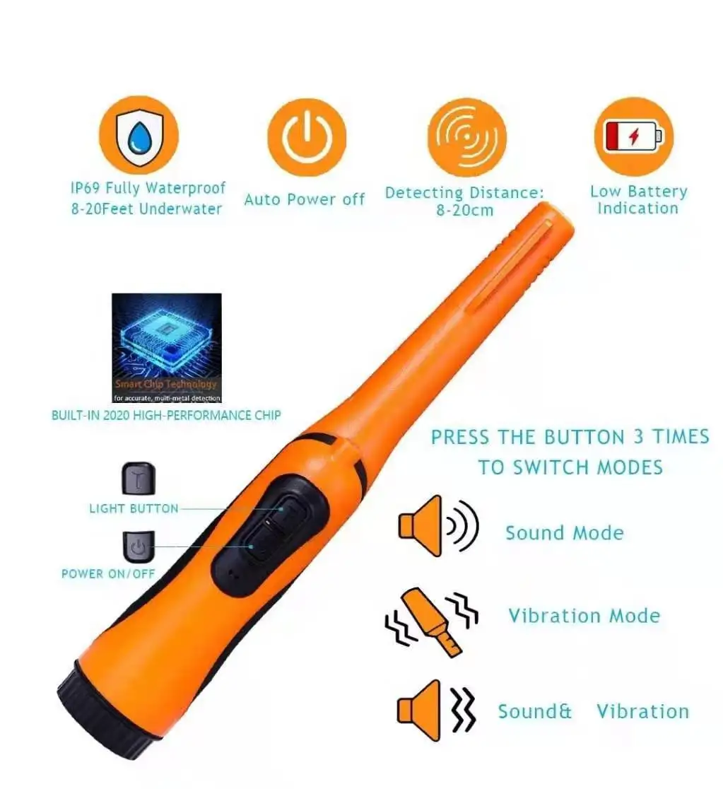 HS-16 High Sensitivity Fully Waterproof Handheld Metal Detector Underwater Detector Positioning Rod Treasure Hunting Instrument