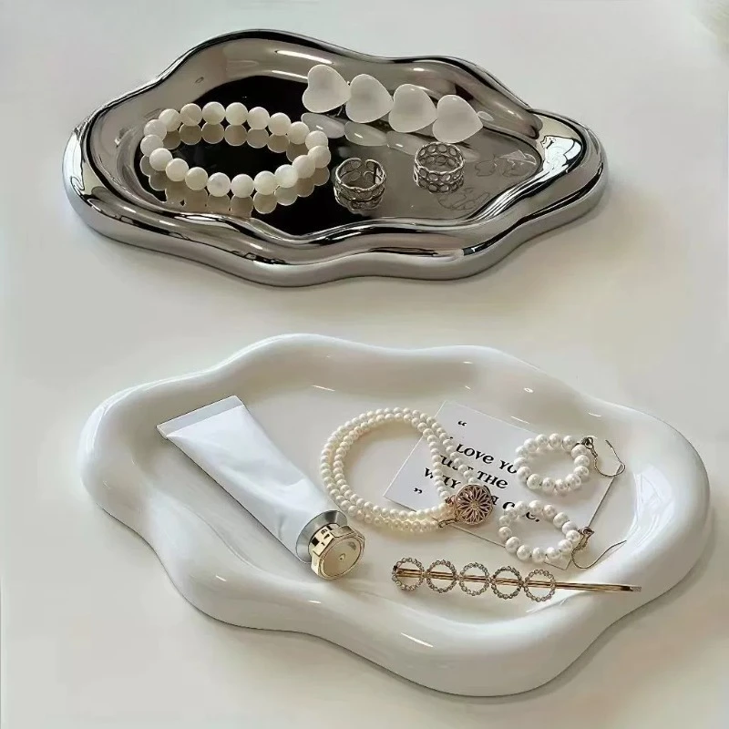 

1pc Irregular Ceramic Jewelry Tray For Jewelry Display And Key Storage - Desktop Decorative Ornament