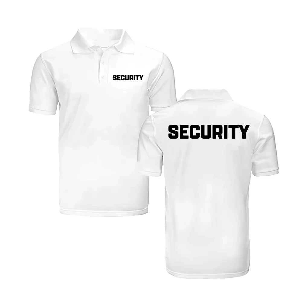 Classic Security Officer Men's Solid Color Custom Logo Polo Shirt Casual Polyester Lightweight Soft Work Uniform Bulk Tops