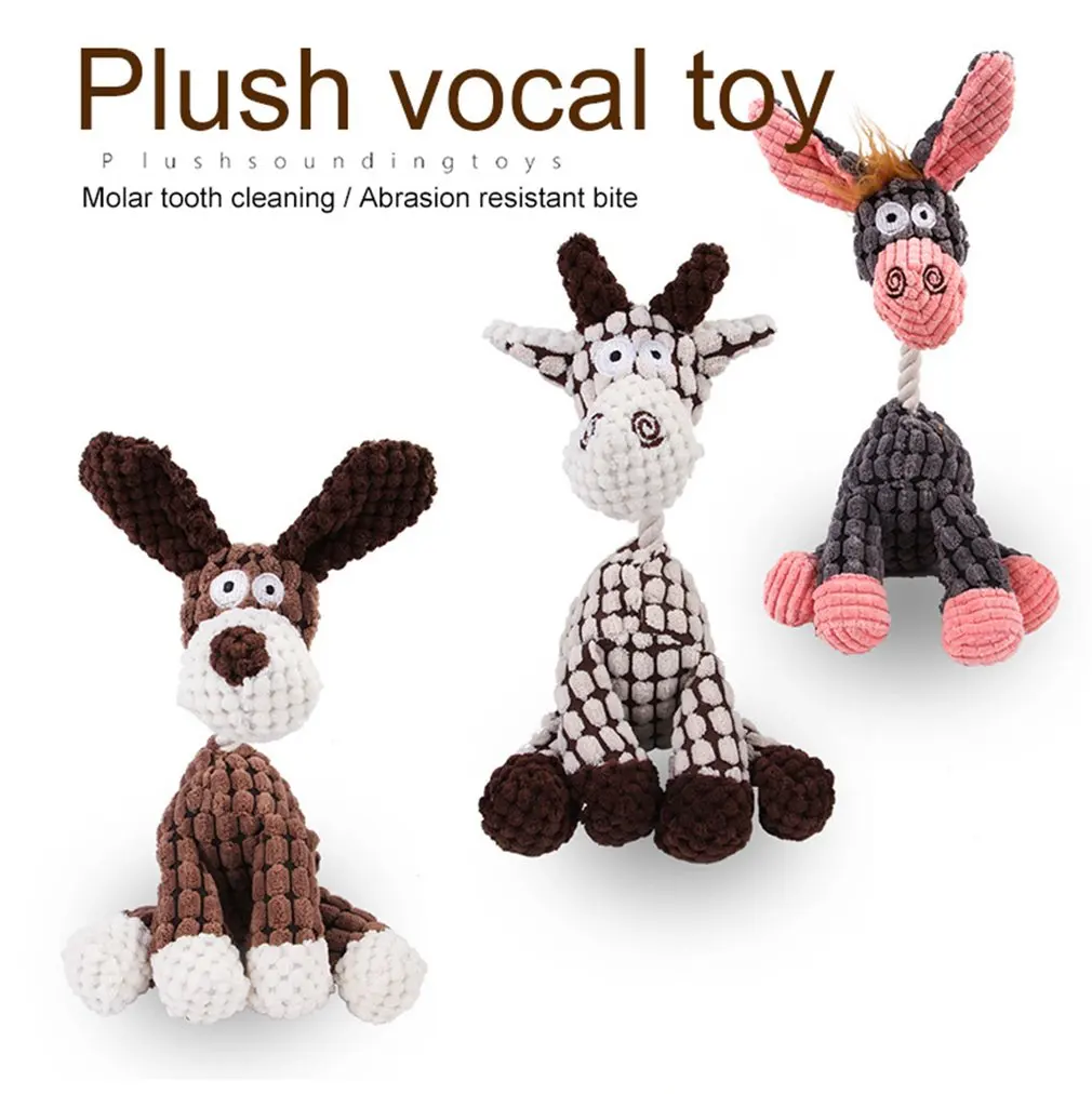 Corduroy Dog Toys Pet Squeaky Plush Toys Animal Shape Plush Dog Squeaky Toy Puppy Chew Bite Resistant Toys for Small Large Dogs