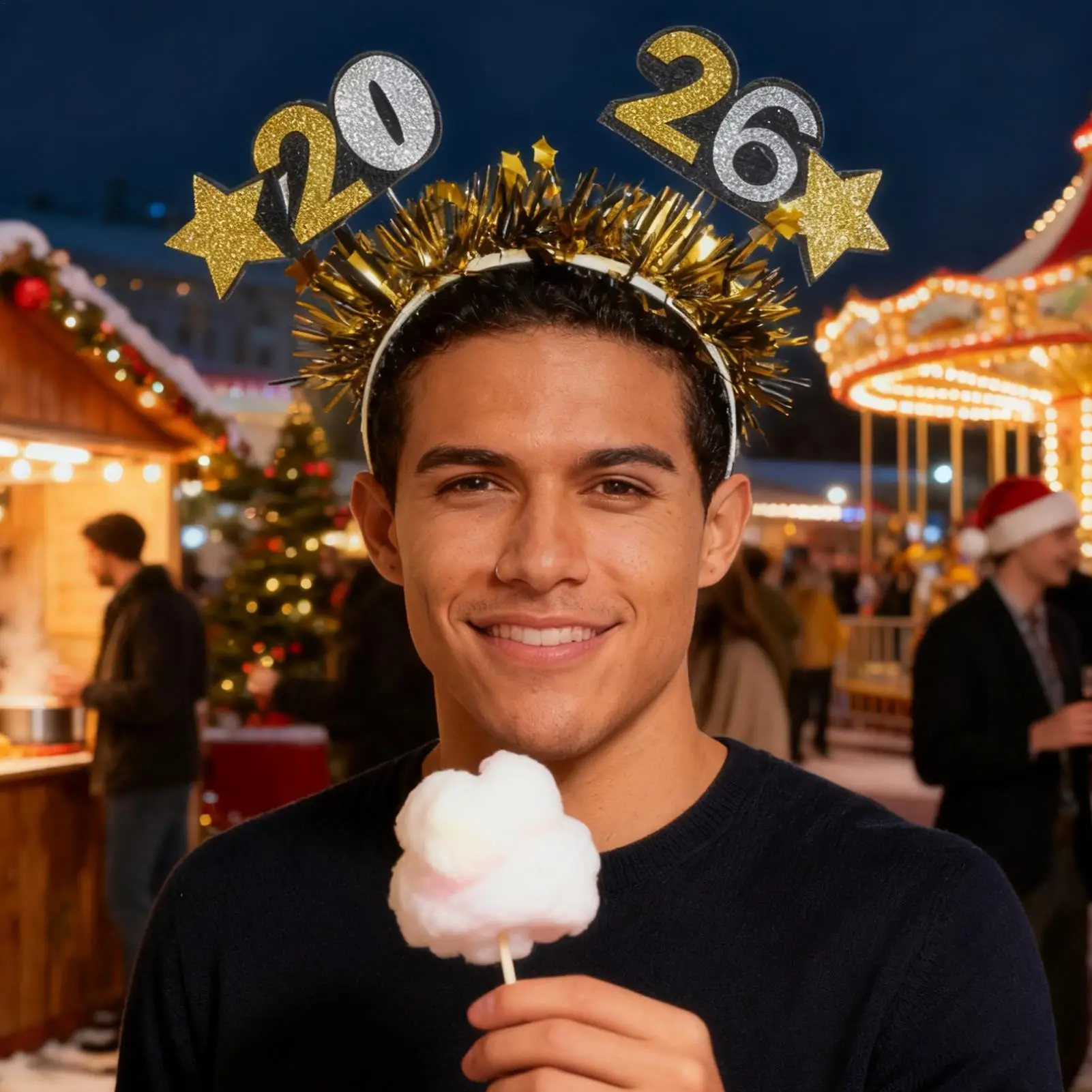 عصابات رأس السنة الجديدة للنساء أغطية رأس ناعمة لافتة للنظر عطلة أغطية الرأس الديكور سنة جديدة سعيدة 2026 عقال احتفالي