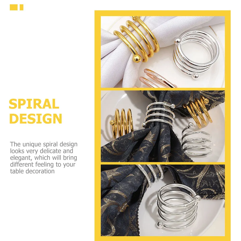 

8pcs Napkin Rings Metal Tableware Accessories Silver Spiral Design Decorative Kitchen Bar Home Restaurant nament