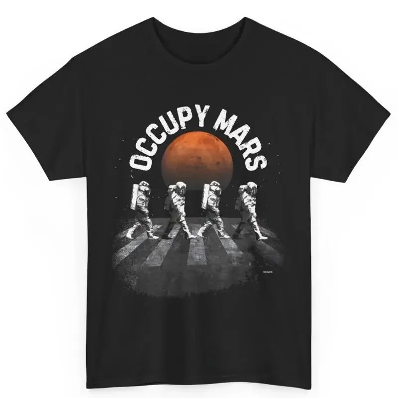 Occupy Mars Astronauts Walking In Space Explorer Science S Cotton T Shirt