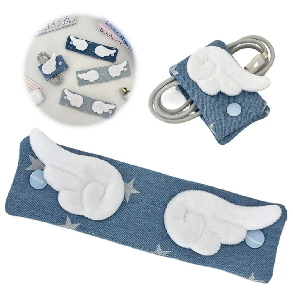 Wing Star Fabric Data Cable Organizer for Travel Headphone & Charging Cable Storage