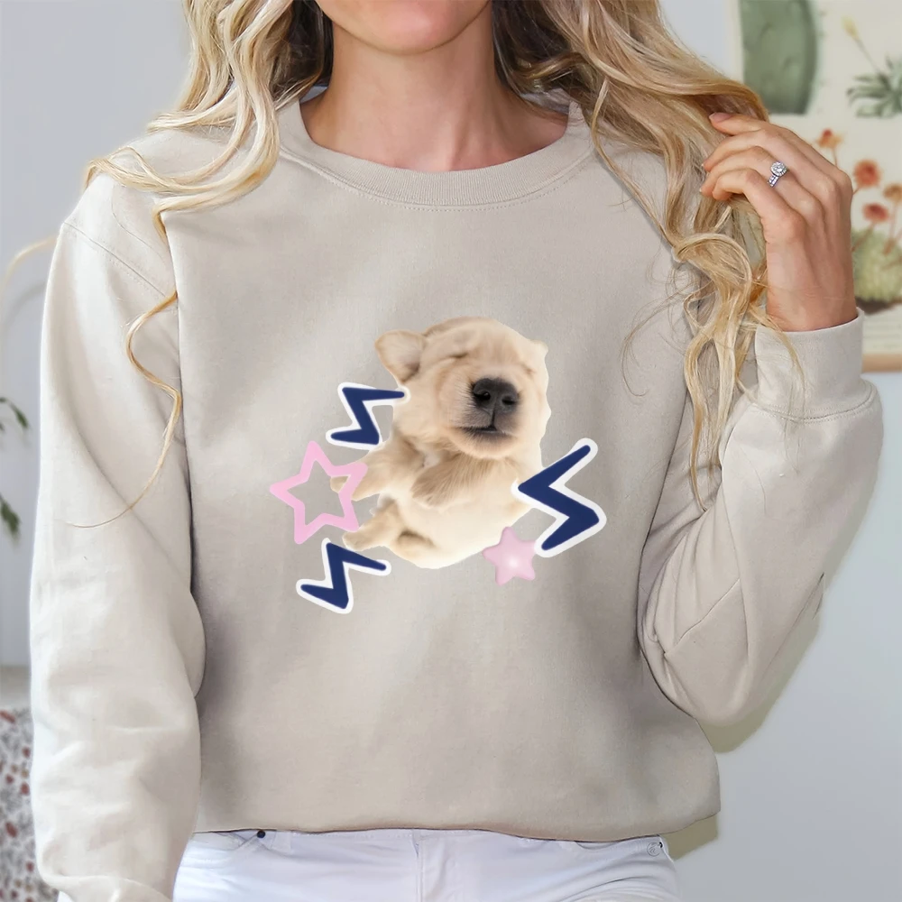 Puppy Fast Sleep Lässiges Sweatshirt mit Rundhalsausschnitt Y2K Damenbekleidung aus gebürstetem Fleece, kurzer Pullover, passendes Minirock-Set