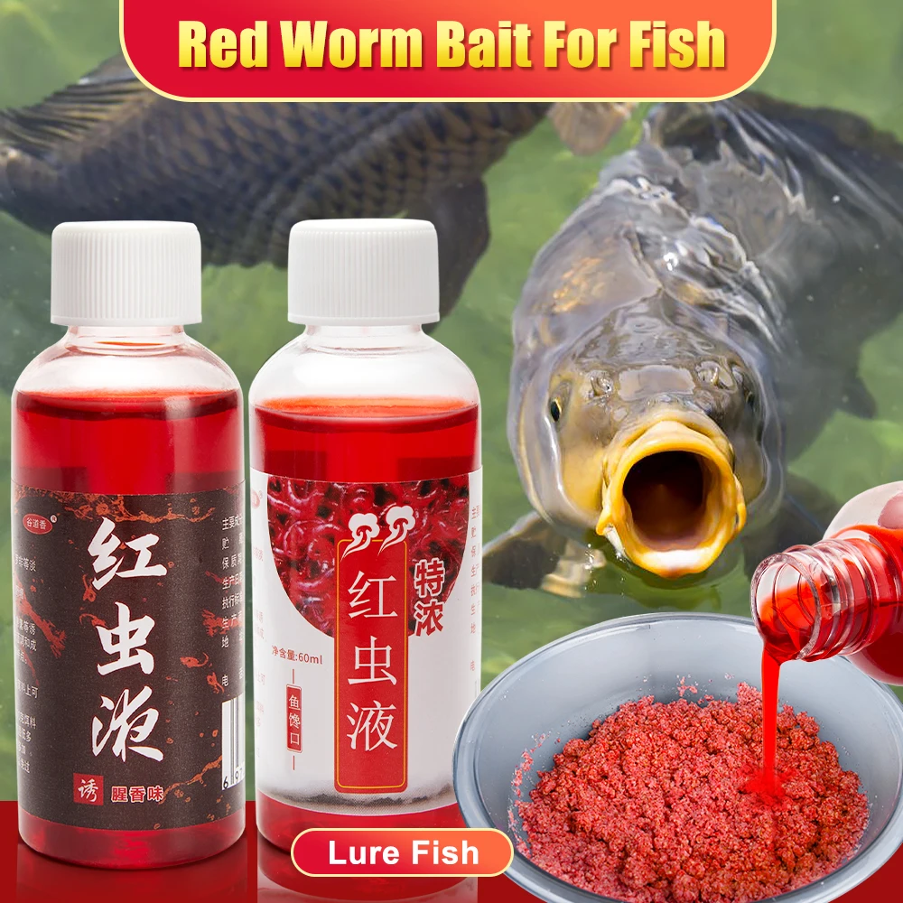 

60ml Fish Attractant Freshwater Fish Red Worm Liquid Strong Concentrated FishBait Perch for Trout Cod Carp Bass Accessories