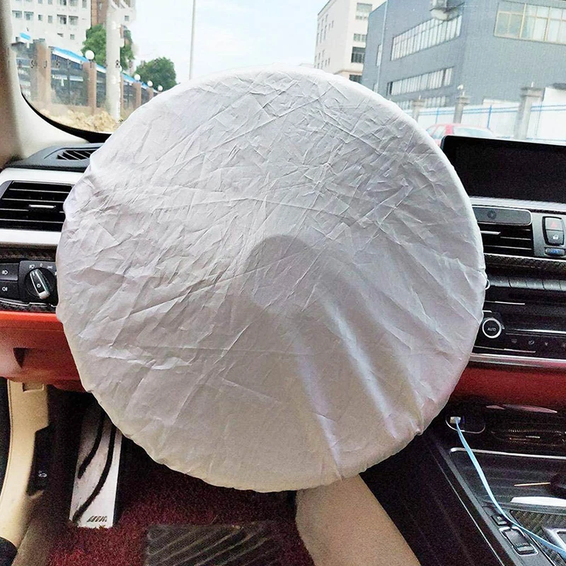 50cm Car Steering Wheel Sun Shade Cover Sunshade Protector Silver Cover Sun Block Anti-Heat Cover Steering Wheel Cover Sunscreen