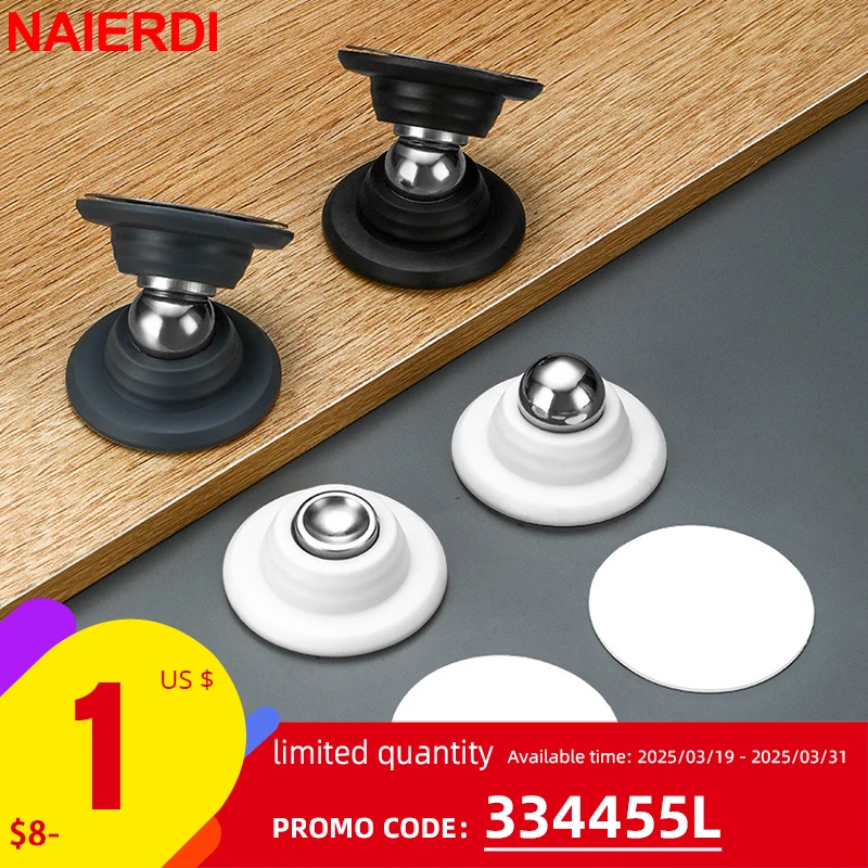

NAIERDI Silicone Door Stops Stainless Steel Magnetic Non Punch Door Stopper Wall Mounted Door Holder Furniture Hardware