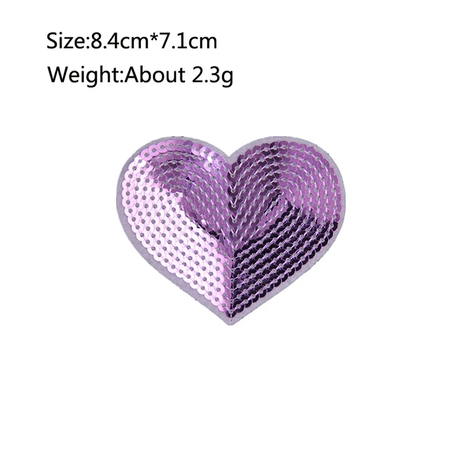 1X Sequin Heart Patches For Clothing Thermoadhesive Iron On Patch DIY Sewing Clothes Dress Applique Badges Stickers Accessories