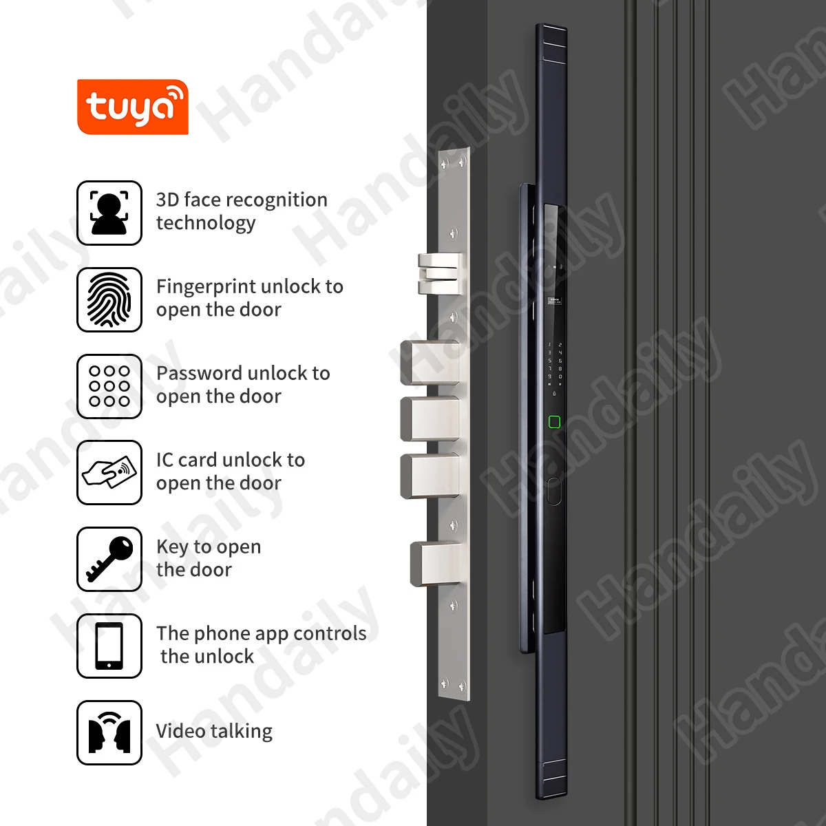 HanDaily WaterProof Video Intercom 3D Face Recognition App Remote Control Smart Lock Biometric Fingerprint Door Lock for Home
