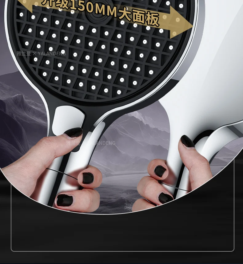 15 cm großes Panel Hochdruck-Duschkopf mit Filter, 3 Modi, großer Durchfluss, Sprühdüse, Regendusche, Wasserhahn, Badezimmer-Zubehör – Detail 4