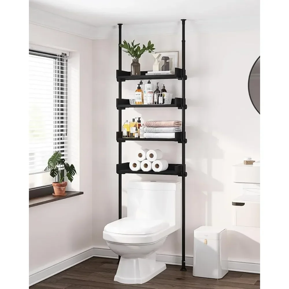 

Bathroom cabinet adjustable wooden bathroom organizer box above toilet bowl for shower on toilet shelf, freestanding shelf