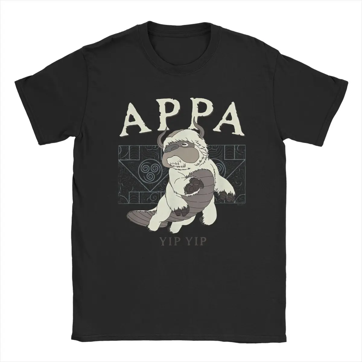 Appa Yip Yip Big Chest Logo T-Shirt for Men Crewneck 100% Cotton T Shirts Avatar The Last Airbender Short Sleeve Tees Clothing