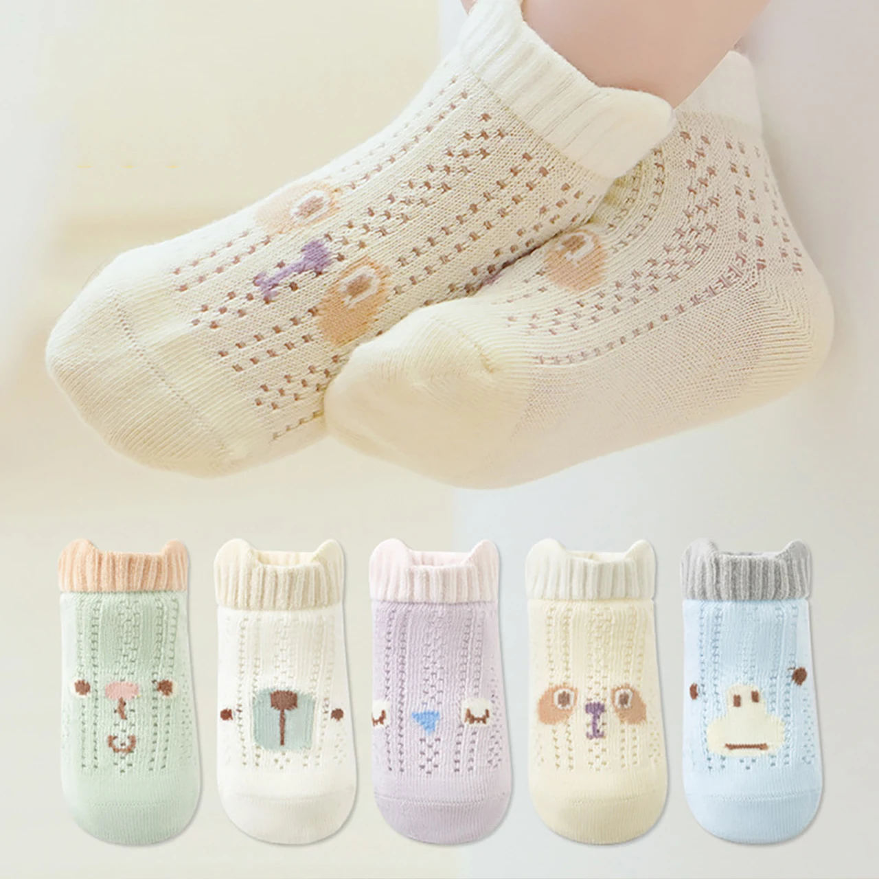 

Cute Cartoon Baby Mesh Socks Thin Breathable Kids Short Socks 1-3Year Boys Girls Toddler Cotton Sock Summer Children Footwear