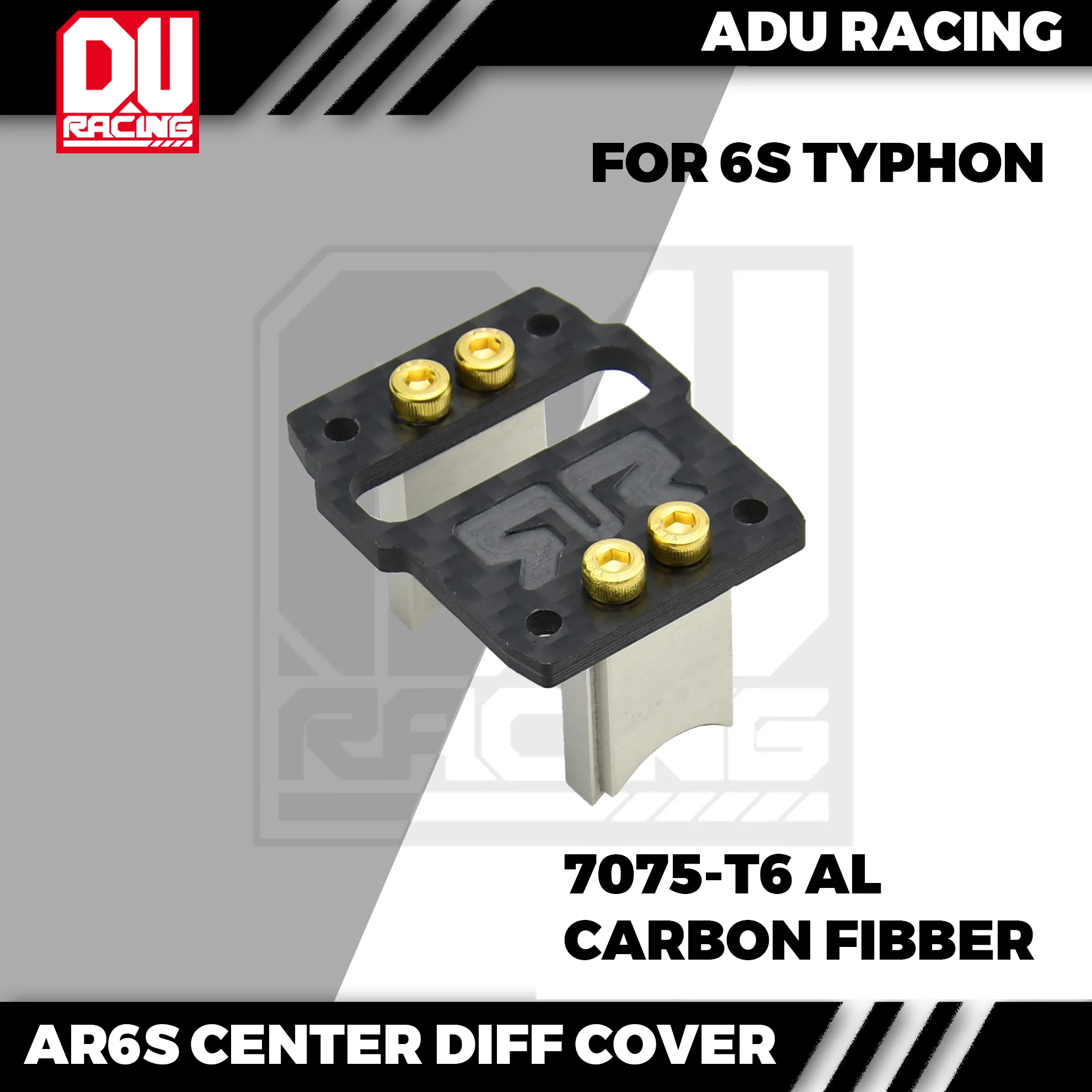 

ADU Racing CENTER DIFF GEAR COVER CARBON FIBRE CNC 7075 T6 ALUMINUM FOR ARRMA 6S TYPHON