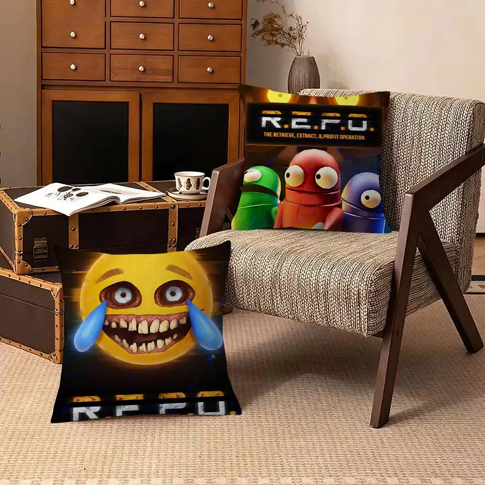 Hot Game-R.E.P.O.   Decorative Polyester Throw Pillow Cover Square Suitable for Home Office Coffee Shop Decor