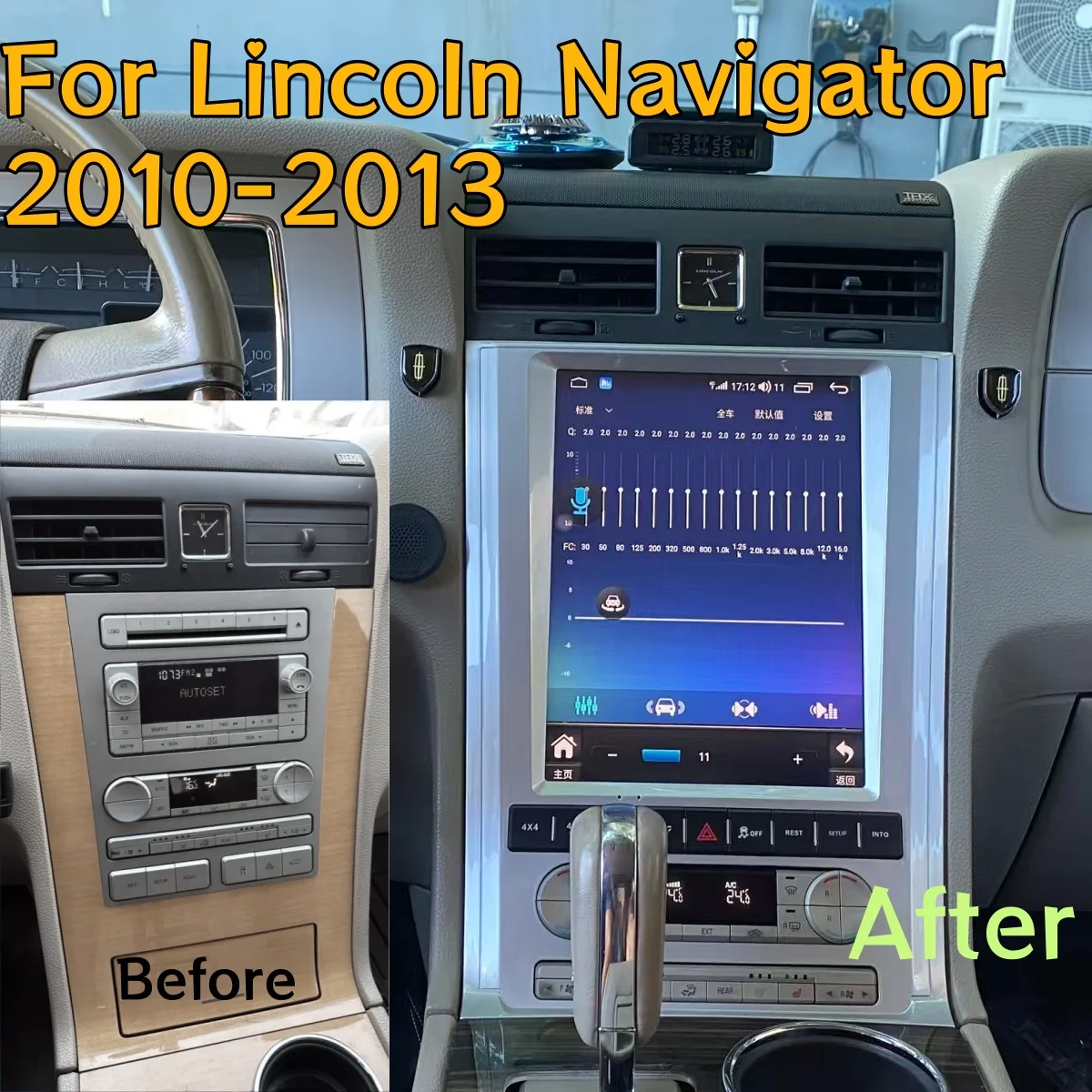 Android13 navegação gps do carro para lincoln navigator 2010-2013 unidade central/reprodutor multimídia automático gravador de fita de rádio estéreo 8 + 256gb