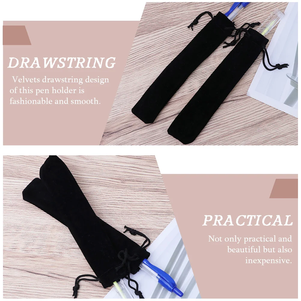 

100 Pcs Container Velvet Pencil Case Office Pouch Black Drawstring Portable Holder Bag