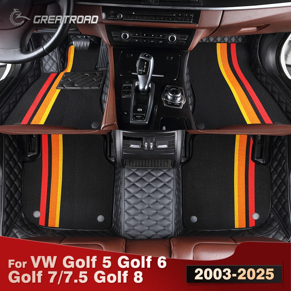 

Для Volkswagen Golf 5 Golf 6 Golf 7/7,5 Golf 8 2003-2025 двухслойные автомобильные коврики, автомобильный ковер, аксессуары для интерьера