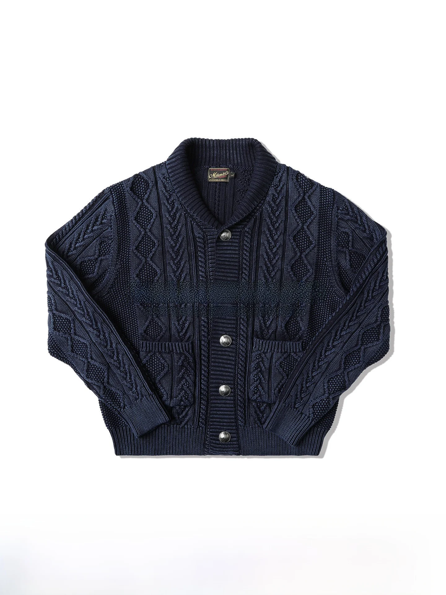 

MBBCAR Western Series узкий синий свитер из чистого хлопка с воротником-стойкой, жилет с воротником, открытый кардиган, теплый трикотаж стандартной посадки