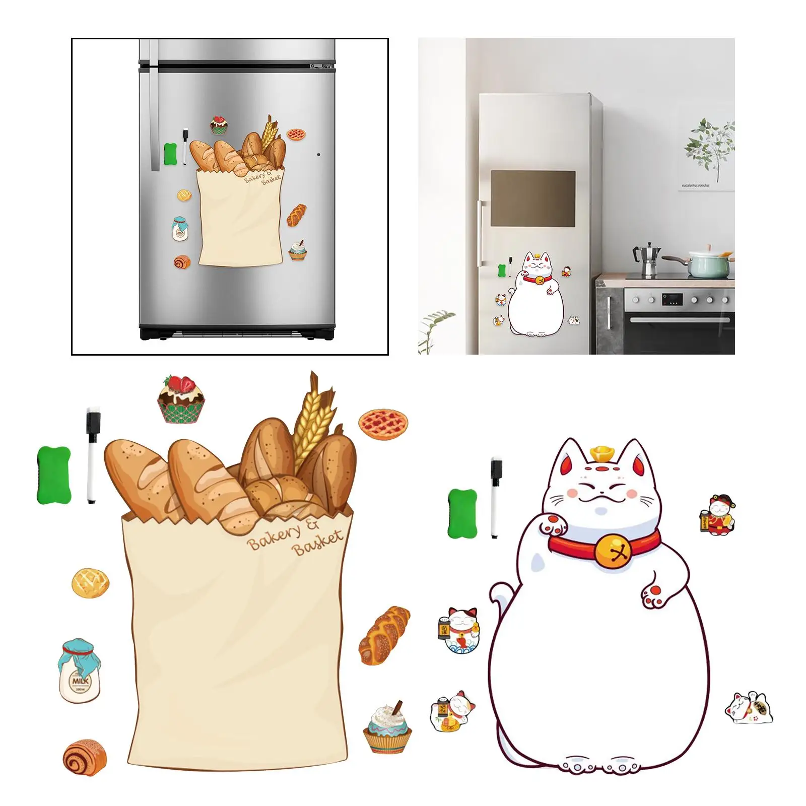 Board Sheet Dry Erase Board Magnetic with Markers Eraser Notepad Fridge Whiteboard Magnetic Dry Erase Whiteboard for Kitchen