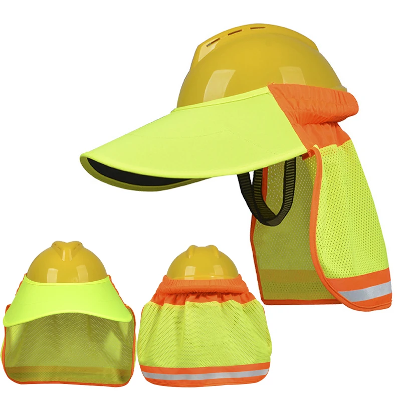 Hi-Vis Hard Hat Neck Sun Shade With Visor Yellow reflective Hard Hat Accessories Riding Sunshade