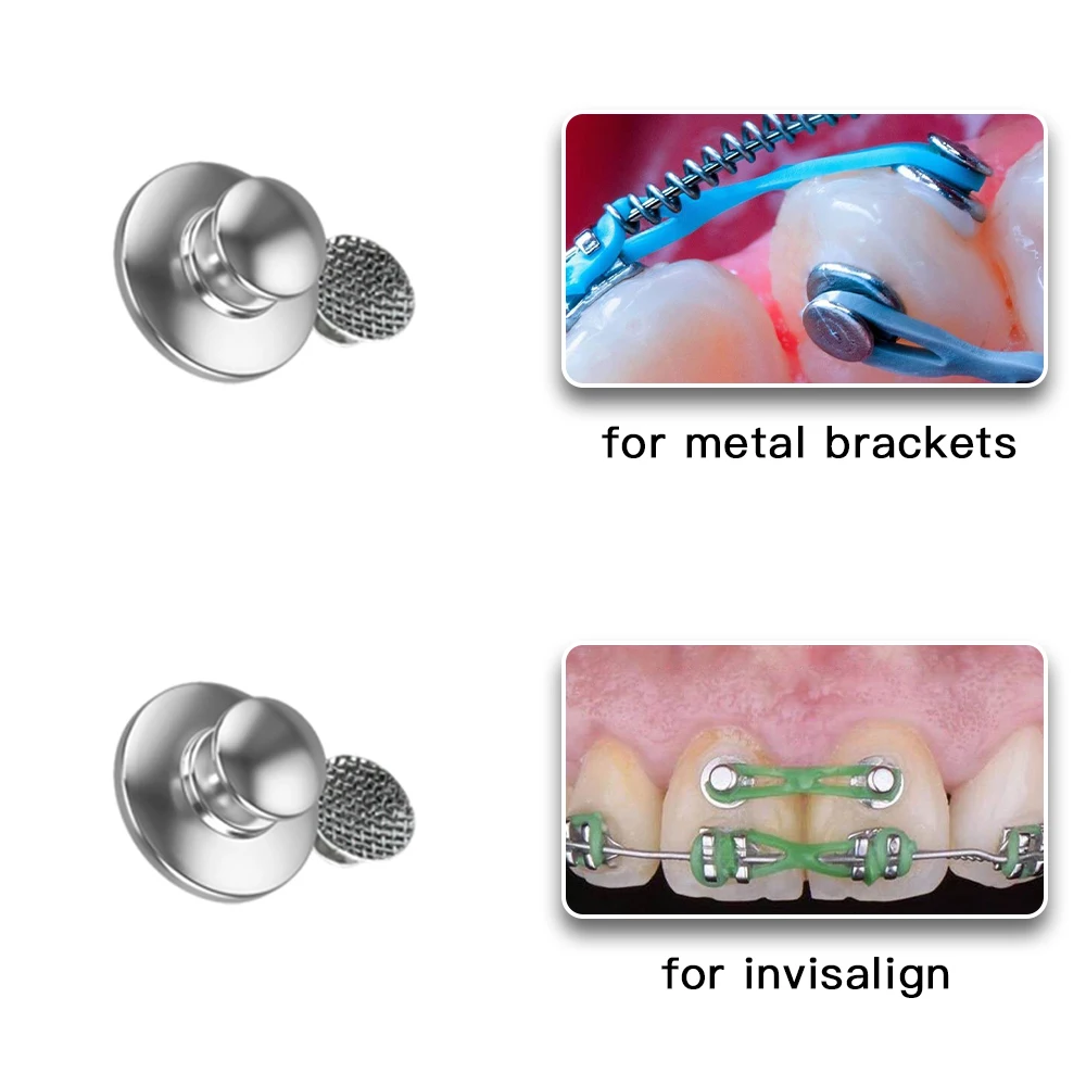 50Pcs Dental Orthodontic Lingual Buttons Metal Composite Bondable Traction Hook Dentista Braces Brackets Ortodoncia Materiales