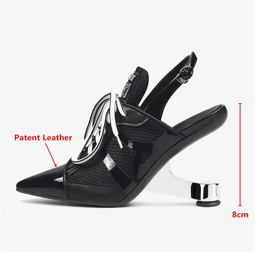 MILI-MIYA New Arrival Fashion Personality Design Women Patent Leather Pumps Sexy Pointed Toe Strange Heels Plus Size 34-41