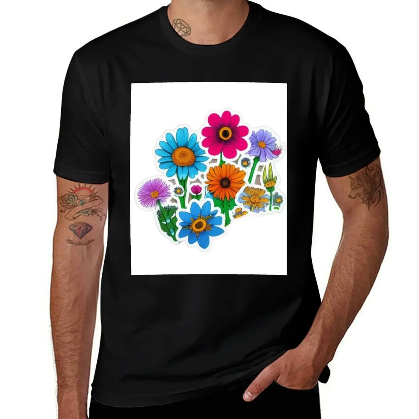 Wild Flower Bouquet T-Shirt plus sizes tops cute tops mens clothing