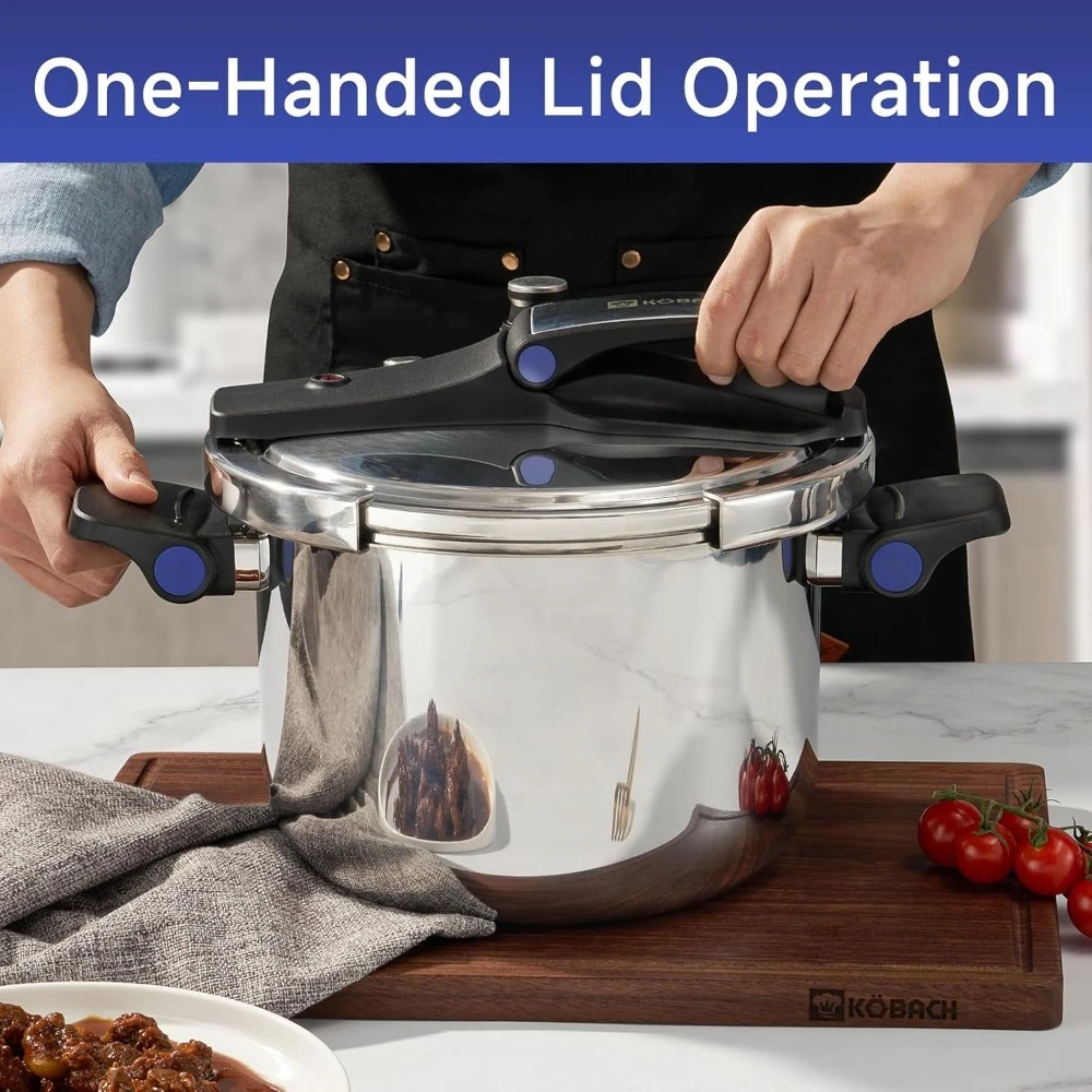 طنجرة ضغط من الفولاذ المقاوم للصدأ، موقد غاز متوافق مع الحث، آمن للاستخدام في غسالة الأطباق، تصميم مفتوح يد واحدة #4