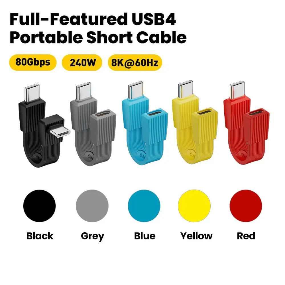 Short USB C to USB C Full Function Cable USB4 Data Cable 80Gbps 8K PD 240W Cord for Thunderbolt 4 iPhone15 16 17 Pro Max Samsung