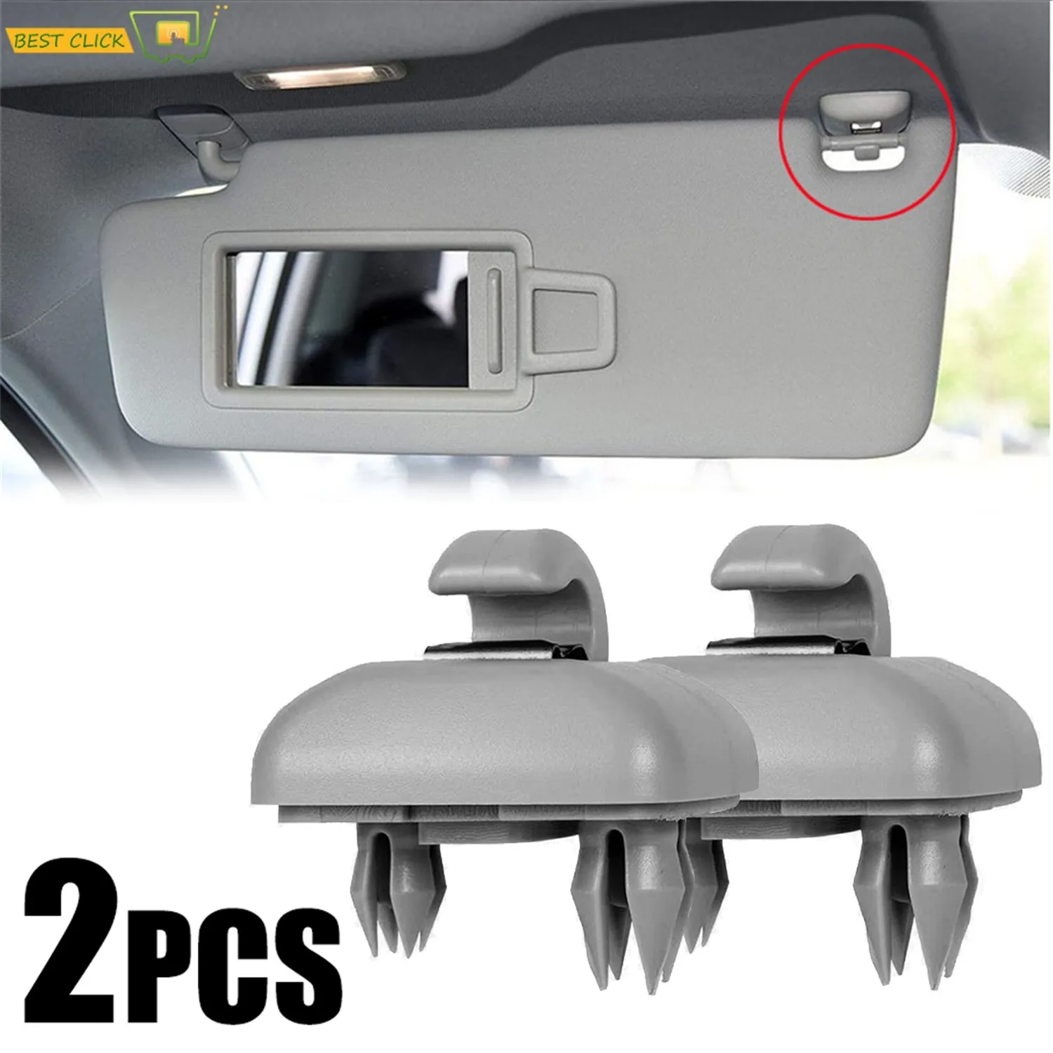 2Pcs 8U0857562A For Audi A1 A3 A4 A5 Q3 Q5 S3 S4 S5 TT Allroad Grey Interior Gray Sun Visor Clip Holder Hook Bracket Hanger