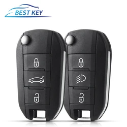 Bestkey cactus farol meio 3 botões remoto chave caso escudo para peugeot 208 2008 301 308 508 5008 rcz para citroen c-elysee