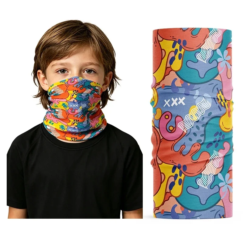 Kids Cooling Ice Silk Neck Gaiter Summer UV Protection Seamless Face Mask Bandana for Children Outdoor Sports Play