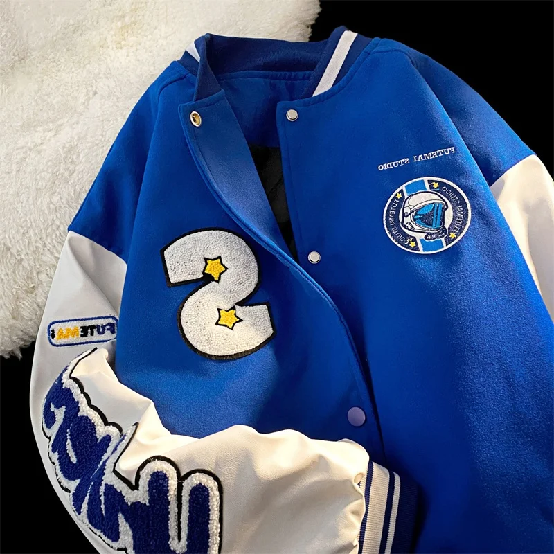 

Retro American Embroidered Baseball Jaet Thi Casual Harajuku BF Outerwear Cotton Clothes for Boys CleanFit Winter Coat