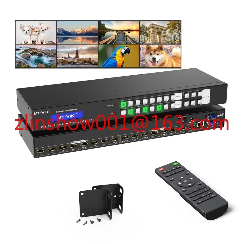 4K 30Hz Video HDMI Matrix 8x8, MT-ViKI HDMI Matrix Switcher Splitter 4 in 4 out with Web GUI