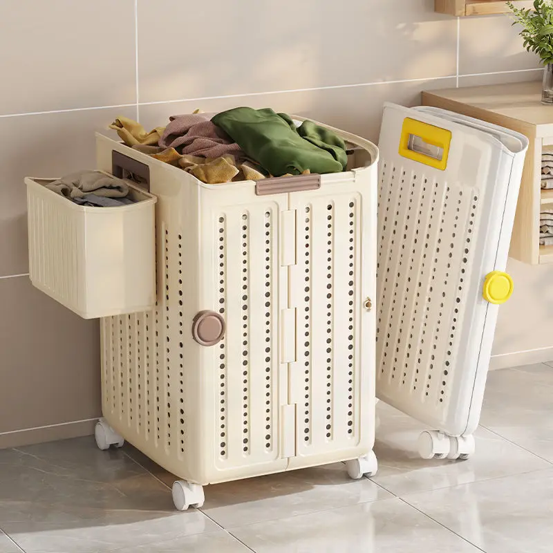 Dirty clothes basket foldable household bathroom large capacity dirty clothes laundry basket cart storage