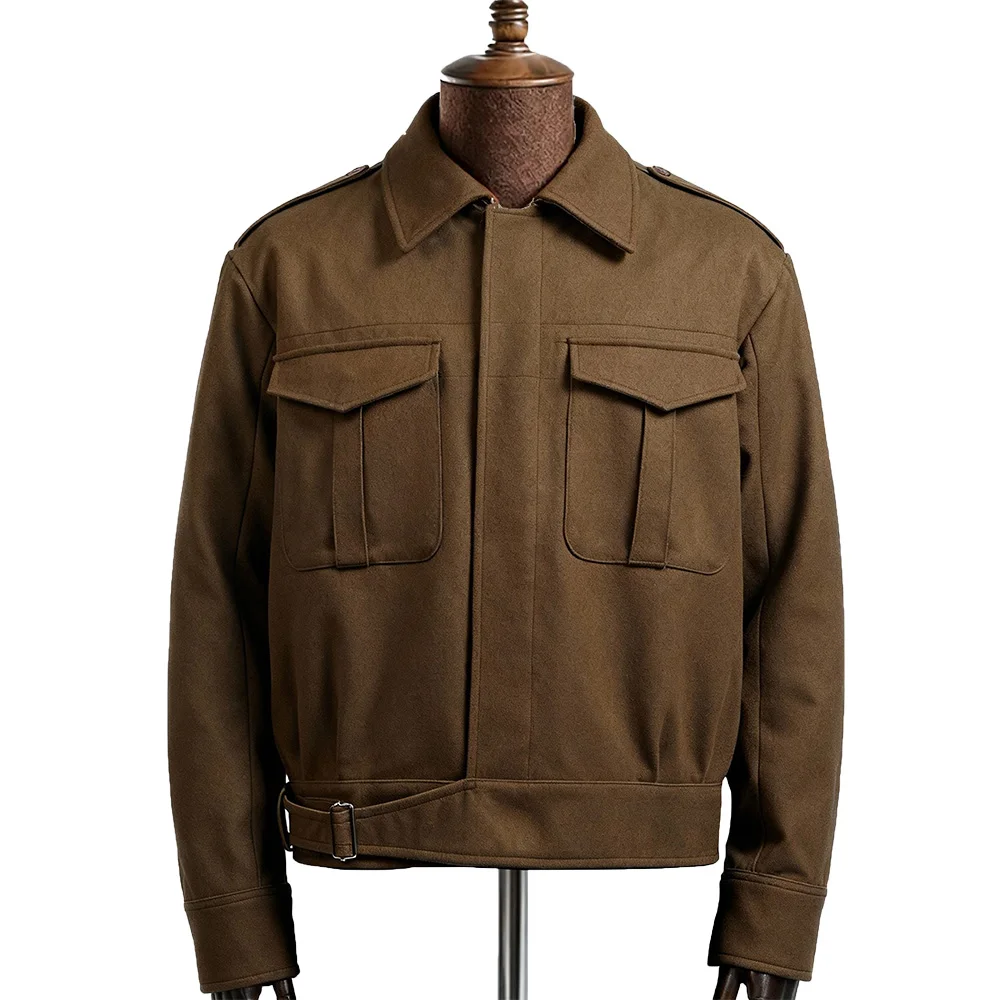 

WW2 British Style Vintage P37 Winter Jacket Thick Wool Blend Coat Reproduction Outdoor Retro Clothing Mens Fashion