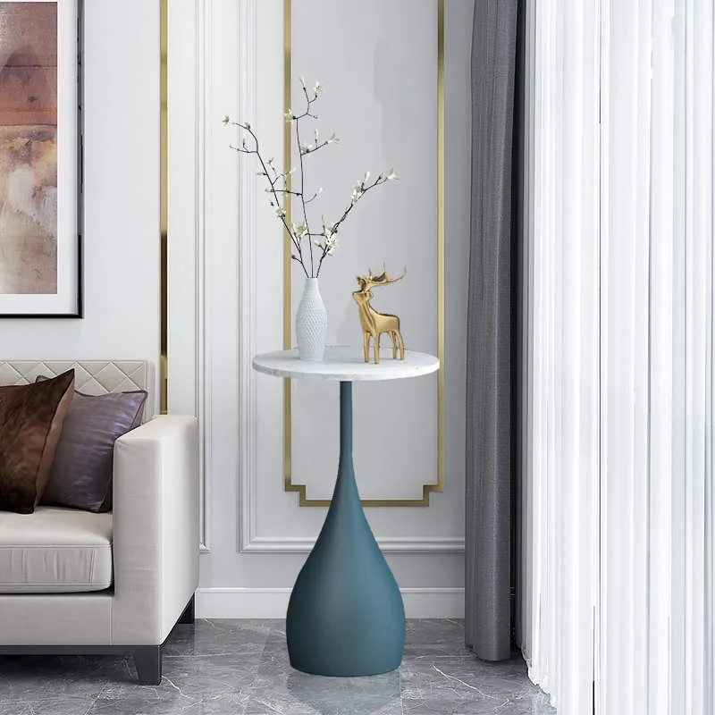 Light luxury marble wrought iron floor coffee table, creative Internet  table, household living room bedroom small coffee table