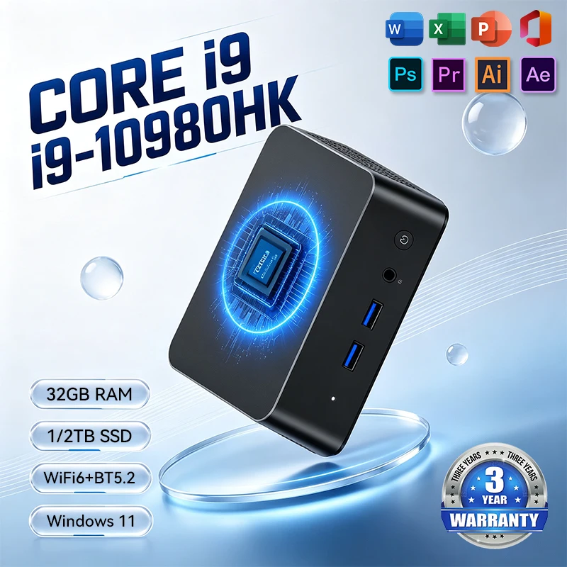 미니 PC 윈도우 11 프로 인텔 코어 I9 10980HK N150 컴퓨터 게이밍 PC 32GB RAM 2TB SSD WiFi 6 BT5.2 UHD 미니 PC 사무용 학습용 PC