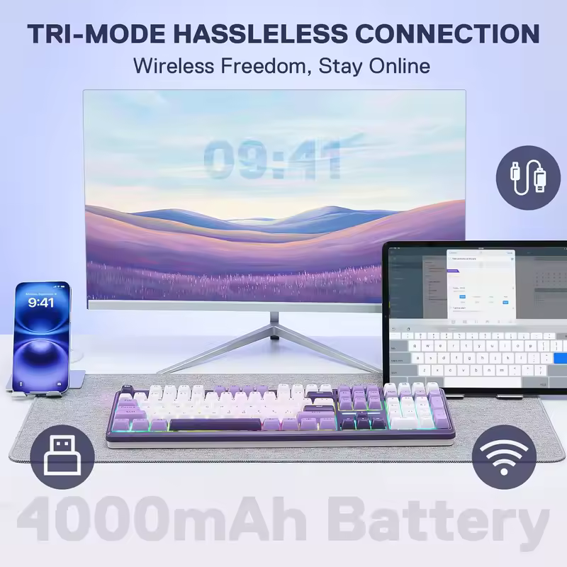 Redragon K745 PRO Wireless Gasket RGB 108 Keys Mechanical Gaming Keyboardw/Extra 4 Hotkeys, Hot-Swap Socket - Image 6