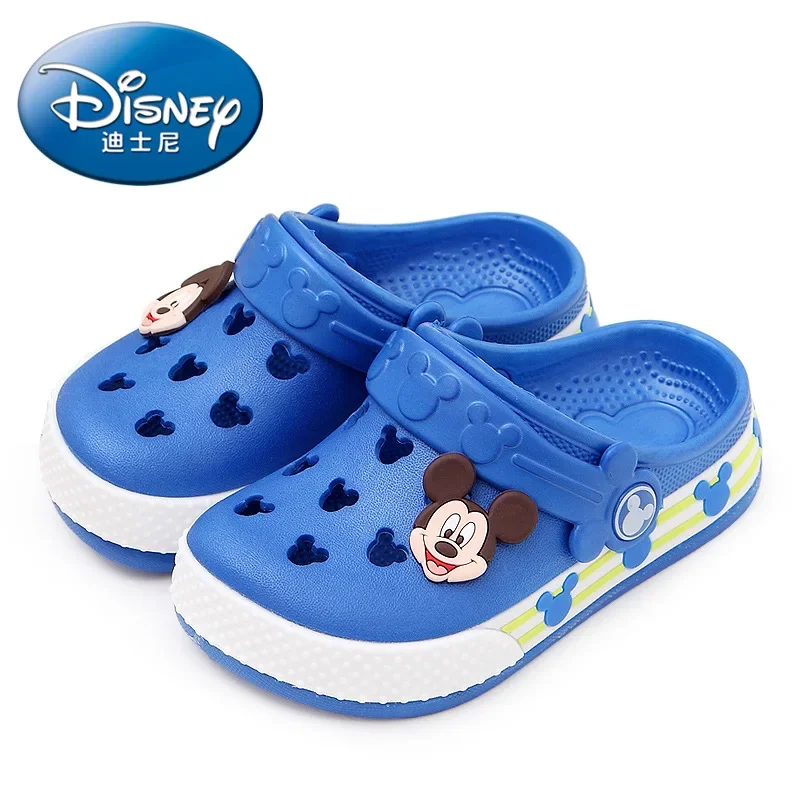 Disney-sandalias con agujeros para niños, zapatillas de playa de Mickey mouse, Verano